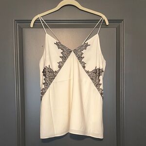 Express Ivory and Black Lace Camisole